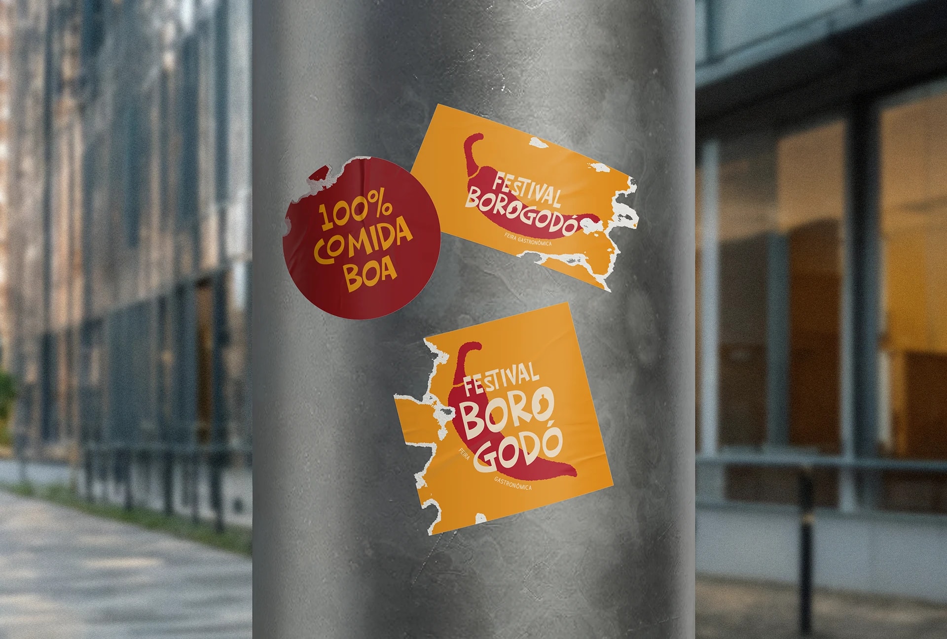 Aplicação urbana da marca Festival Borogodó