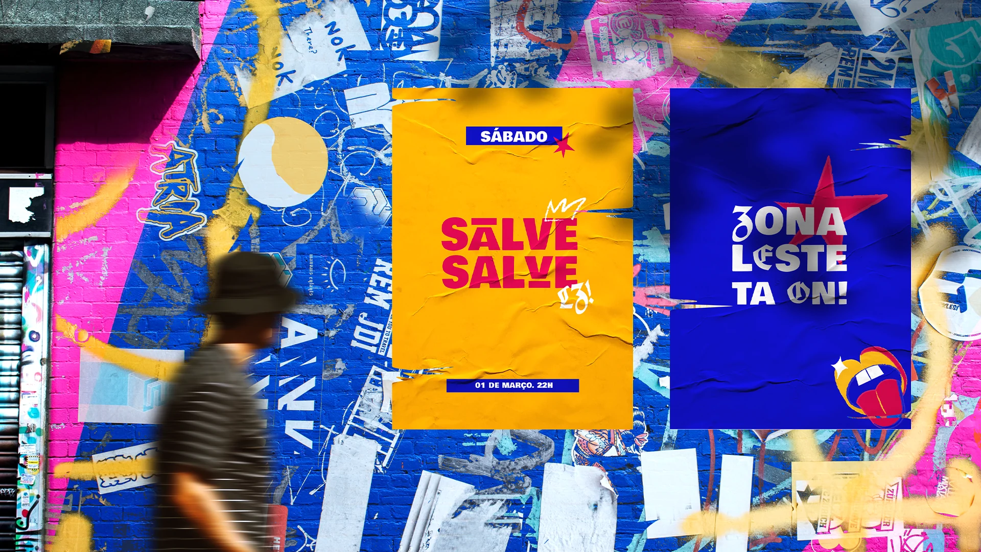 Aplicação da identidade Salve Salve LZ em uma festa