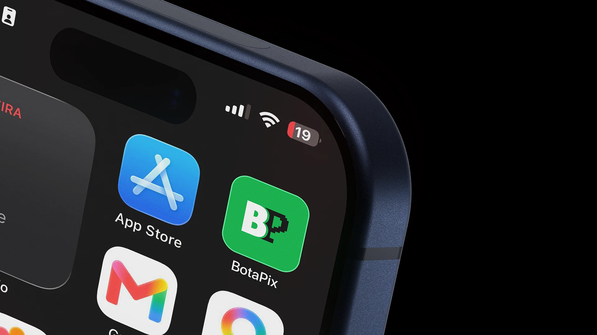 Ícone do aplicativo BotaPix em uma tela de celular