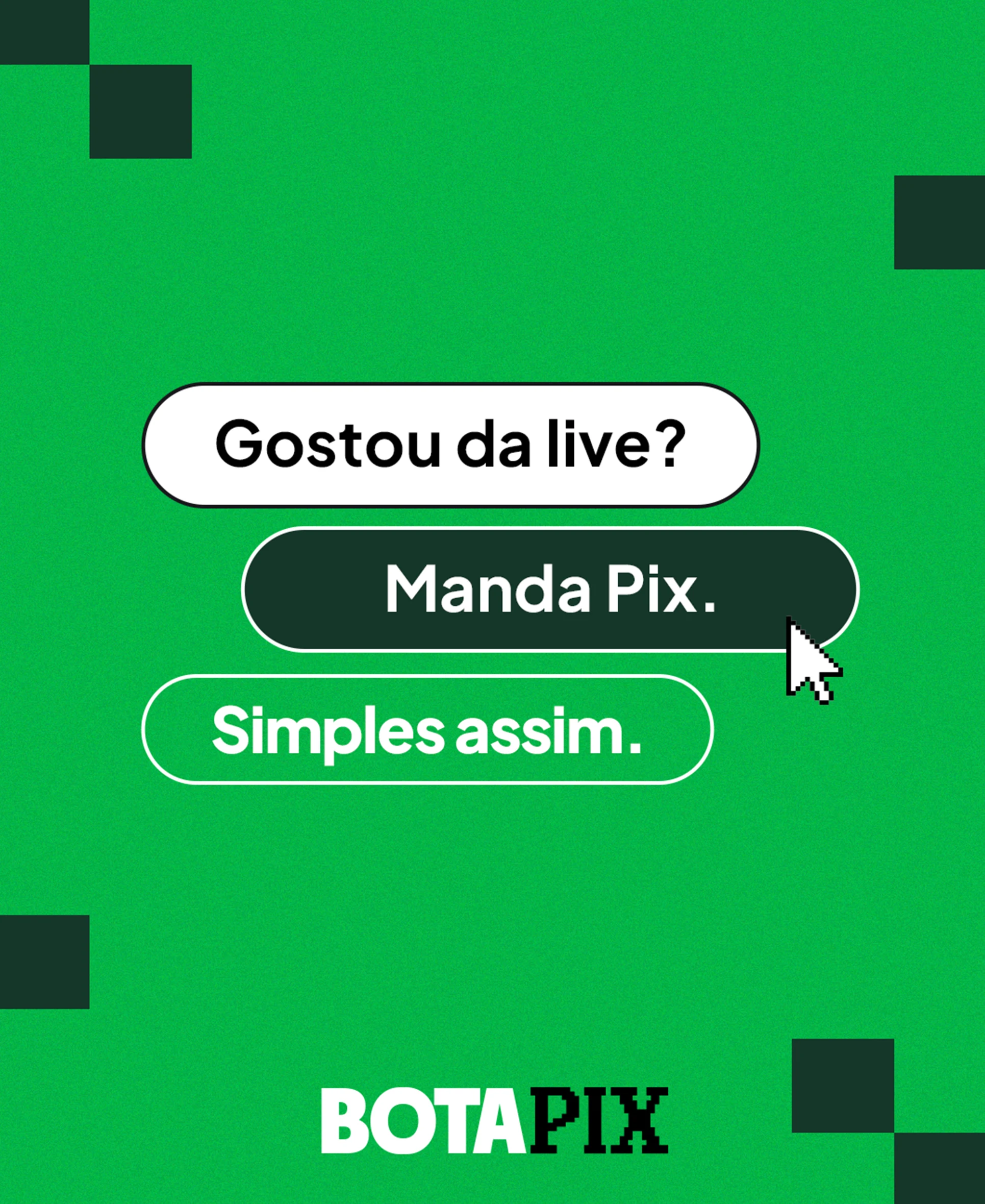 Publicação digital BotaPix com chamada para enviar Pix